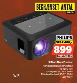 Power Philips HD Short Throw Projektor 65" skærm fra kun 83" afstand tilbud