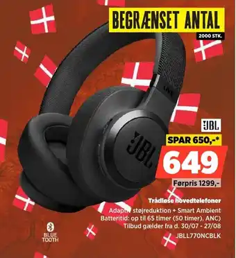 Power Jbl Trådløse hovedtelefoner tilbud
