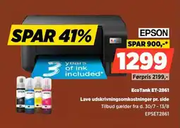 Power Epson EcoTank ET-2861 Lave udskrivningsomkostninger pr. side tilbud