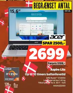 Power Acer Aspire Lite Op til 10 timers batterilevetid tilbud
