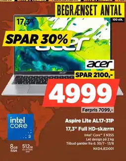 Power Acer Aspire Lite AL17-31P 17,3" Full HD-skærm tilbud