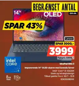 Power Lenovo IdeaPad Slim 3 Imponerende 14" OLED-skærm med levende farver tilbud