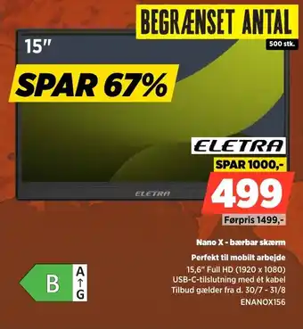 Power Eletra Nano X - bærbar skærm Perfekt til mobilt arbejde tilbud