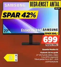 Power Samsung Essential Monitor S3 Flydende 120 Hz-grafik tilbud