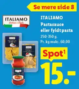 Lidl Italiamo pastasauce / fyldt pasta tilbud