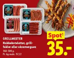 Lidl GRILLMESTER - nakkekoteletter, grillfakler eller okse merguez tilbud