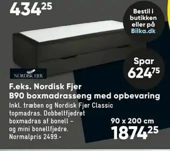 Nordisk Fjer B90 box madras seng med opbevaring