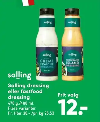 Bilka Salling dressing eller fastfood dressing tilbud