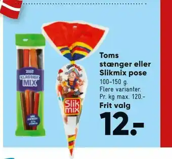 Bilka Toms stænger eller Slikmix pose tilbud