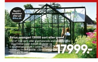 Sirius orangeri 13000 sort eller grønt
