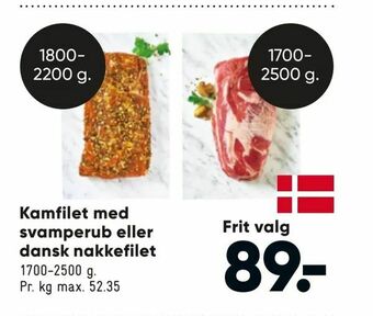 Bilka Kamfilet med svamperub eller dansk nakkefilet tilbud