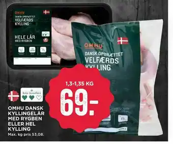 MENY Omhu dansk kyllingelår med rygben eller hel kylling tilbud