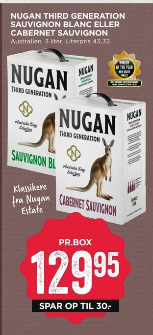 MENY Nugan third generation sauvignon blanc eller cabernet sauvignon tilbud