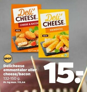 Netto Delicheese emmentaler eller cheese/bacon tilbud