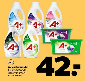 Netto A+ vaskemiddel tilbud