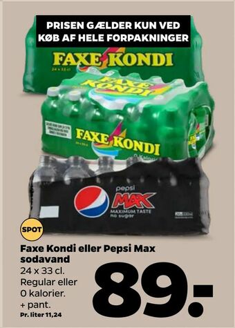Netto Faxe Kondi eller Pepsi Max sodavand tilbud