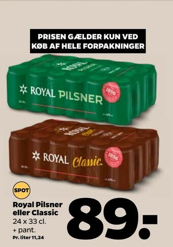 Netto Royal Pilsner eller Classic tilbud
