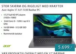 CBC Acer Aspire 17 A17-51M Bærbar PC tilbud