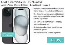 CBC Apple iPhone 15 256GB (Sort) - Refurbished - Grade B tilbud