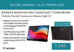 CBC Verbatim Portable Touchscreen Monitor Light 14” tilbud