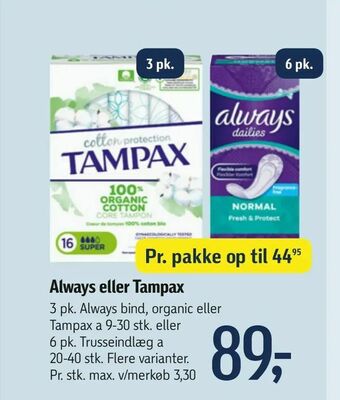 Føtex Always eller Tampax tilbud