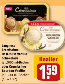 REWE DE Langnese Cremissimo Haselnuss Vanilla Schokolade oder Cremissimo Bourbon Vanille tilbud