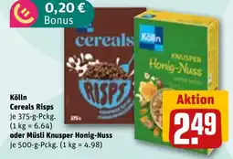 REWE DE Kölln Cereals Risps oder Müsli Knusper Honig-Nuss tilbud