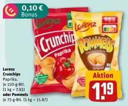 REWE DE Lorenz Crunchips oder Pommels tilbud