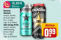 REWE DE Rockstar Mocktail oder Energy Drink tilbud