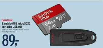 Føtex Sandisk 64GB microSDXC kort eller USB stik tilbud