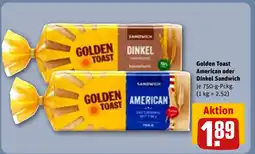 REWE DE Golden Toast American oder Dinkel Sandwich tilbud