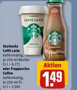 REWE DE Starbucks Caffè Latte oder Frappuccino Coffee tilbud
