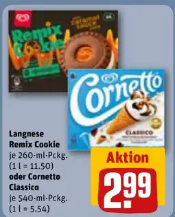 REWE DE Langnese Remix Cookie oder Cornetto Classico tilbud