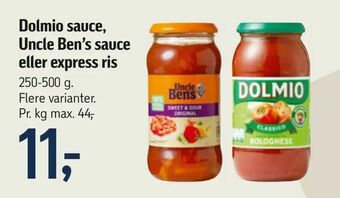 Føtex Dolmio sauce, Uncle Ben's sauce eller express ris tilbud