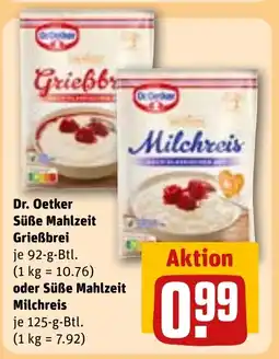 REWE DE Dr. Oetker Süße Mahlzeit Grießbrei oder Süße Mahlzeit Milchreis tilbud