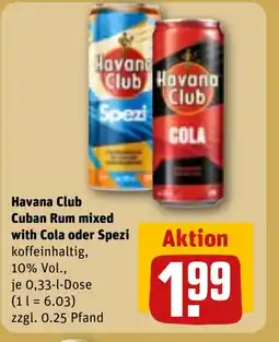 REWE DE Havana Club Cuban Rum mixed with Cola oder Spezi tilbud