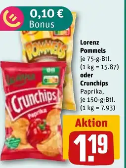 REWE DE Lorenz Pommels oder Crunchips tilbud