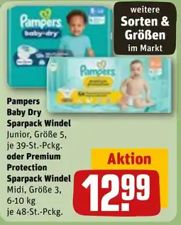 REWE DE Pampers Baby Dry Sparpack Windel oder Premium Protection Sparpack Windel tilbud