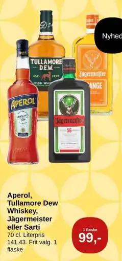 SuperBrugsen Aperol, Tullamore Dew Whiskey, Jägermeister eller Sarti tilbud