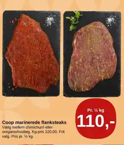 SuperBrugsen Coop marinerede flanksteaks tilbud