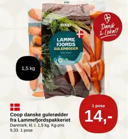 SuperBrugsen Coop danske gulerødder fra Lammefjordspakkeriet tilbud