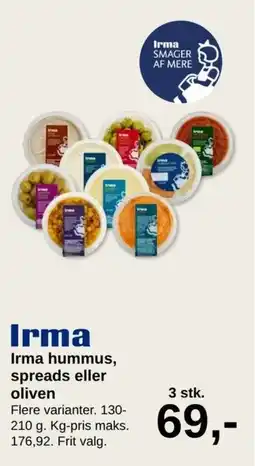 SuperBrugsen Irma hummus, spreads eller oliven tilbud