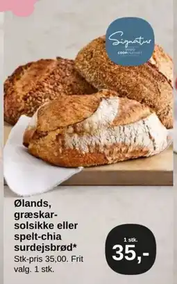 SuperBrugsen Ølands, græskar- solsikke eller spelt-chia surdejsbrød tilbud