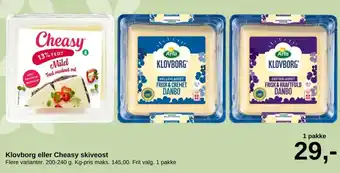 SuperBrugsen Klovborg eller Cheasy skiveost tilbud