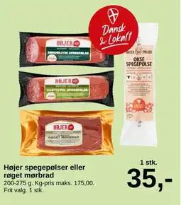 SuperBrugsen Højer spegepølser eller røget mørbrad tilbud