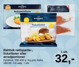 SuperBrugsen Rahbek rødspætte-, fiskefileter eller ørredportioner tilbud