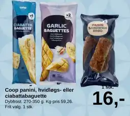 SuperBrugsen Coop panini, hvidløgs- eller ciabattabaguette tilbud