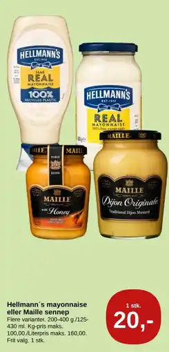 SuperBrugsen Hellmann's mayonnaise eller Maille sennep tilbud