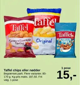 SuperBrugsen Taffel chips eller nødder tilbud