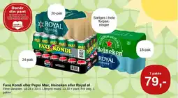 SuperBrugsen Faxe Kondi eller Pepsi Max, Heineken eller Royal øl tilbud